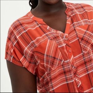 Torrid Dolman challis orange plaid top size 3 nwot